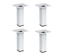 4 un. Pata pie cuadrada para Mueble en acero 25x25mm altura 100mm pintura blanca con regulador Nivelador de 15-25mm