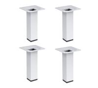4 un. Pata pie cuadrada para Mueble en acero 25x25mm altura 100mm pintura blanca con Tapón contera