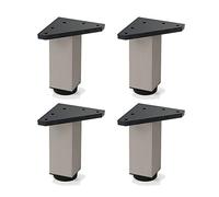 4 un. Pata pie cuadrada para Mueble en aluminio 40x40mm altura 100mm aluminio inox con regulador Nivelador