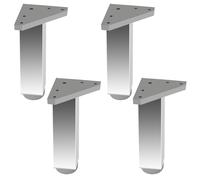4 un. Pata pie cuadrada para Mueble en aluminio 40x40mm altura 150mm aluminio brillo con regulador Nivelador