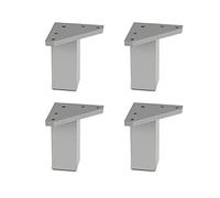 4 un. Pata pie cuadrada para Mueble en resina plastica abs ANTICORROSION 40x40mm altura 60mm aluminio mate con Tapón contera