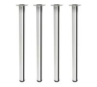 4 un. Pata pie redonda para Mesa en acero diametro 60mm altura 870mm cromado con regulador Nivelador