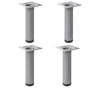 4 un. Pata pie redonda para Mueble en acero diametro 30mm altura 150mm pintura aluminio con Tapón contera