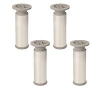 4 un. Pata pie redonda para Mueble en aluminio diametro 40mm altura 100mm aluminio mate con regulador altura superior
