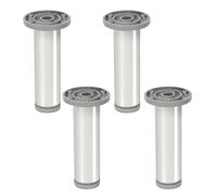 4 un. Pata pie redonda para Mueble en aluminio diametro 40mm altura 150mm aluminio brillo con regulador Nivelador