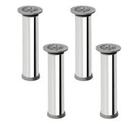 4 un. Pata pie redonda para Mueble en aluminio diametro 40mm altura 150mm aluminio brillo con regulador altura superior