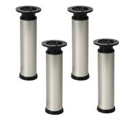 4 un. Pata pie redonda para Mueble en aluminio diametro 40mm altura 150mm aluminio inox con regulador altura superior