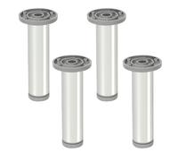 4 un. Pata pie redonda para Mueble en aluminio diametro 40mm altura 300mm aluminio brillo con regulador Nivelador