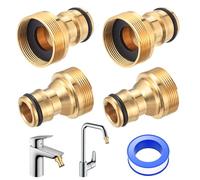 4 unidades de conector universal de grifo para grifo mezclador, adaptador de latón de acoplamiento rápido para manguera de jardín, juego de adaptadores para manguera Gardena de 1/2 pulgadas y 3/4