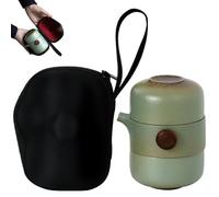 4 unids/set Tetera de cerámica portátil-Juego de tazas y tetera japonesa segura elegante té de Kung Fu con bolsa para Picnic Oficina viaje en coche