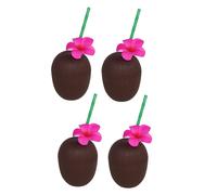 4 Vasos de Cocktel con Pajita Forma de Fruta Coconut 650 ml 650-1000ml