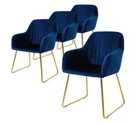 4 X Sillas De Comedor Con Estructura De Metal, Azul Ml-design