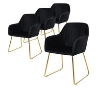 4 X Sillas De Comedor Con Estructura De Metal, Negro Ml-design