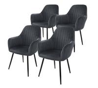 4 X Sillas De Comedor Con Patas De Metal, Gris Ml-design