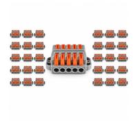 40 bornes eléctricos 5P, con base y orificio de fijación, conectores eléctricos rápidos con 2 entradas, de 0,5 a 4 mm² hasta 450 V, 32 A (5 polos)