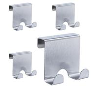 40 ganchos para puerta, acero inoxidable, doble gancho, para colgar, ideales para pasillos, dormitorios y baños, acero inoxidable, dimensiones: 6,5 x 7 x 5 cm, color plateado