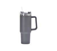 40 oz Stainless Steel Vacuum Insulated Mug Double Wall Travel Thermos Cup Car Coffee Mug with Straw and Handle for Hot Iced Coffee (Gray)