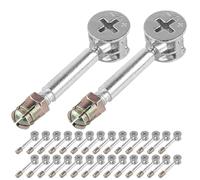 40 Piezas Conector de Bloqueo de Leva Plata, para Muebles Kit | Aleación y Hierro, Sistema de Tuerca Preinsertada, Compatible 32mm, para Paneles MDF y Mesas