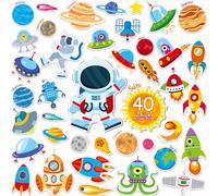 40 Piezas de Calcomanías de Gel Espacial, Calcomanías de Ventana y Puerta de Universo Gruesas, Desmontables, Reutilizables, Pegatinas de Planetas para Niños, Hogar, Aula, Decoraciones (No comestibles)