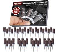 40 Piezas Tambores de Lijadora de Bandas para Dremel, 320 Granos Mangas de Lijado con Vástago 3 mm Cilindros de Lijado, Abezal de Muela Abrasiva para Lijar, Pulir y Desoxidar Metales