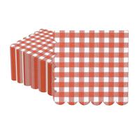 40 servilletas a cuadros de 33 x 33 cm, servilletas de cuadros vichy, servilleta desechables para cóctel, vajilla desechable para cócteles (Rojo-Ondulado)