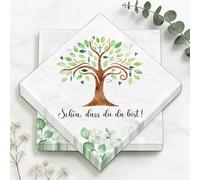 40 servilletas para comunión, 33 x 33 cm, para primera comunión, confirmación, bautismo, decoración para niña y niño, con texto en inglés "Schön, dass du da bist", Servilletas decorativas para árbol