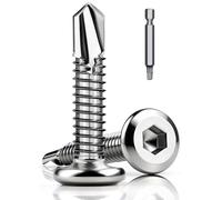 40 tornillos autorroscantes de acero inoxidable 410, 5,5 x 50 mm, tornillos autorroscantes, cabeza plana, tornillos hexagonales interiores, tornillos de acero inoxidable para metal y madera con broca