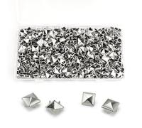 400 piezas de remaches cuadrados de metal, set de remaches de pirámide de 10 mm para ropa, set de remaches decorativos para cuero, tachuelas punk, tachuelas plateadas para ropa, bolsos, correas de