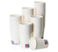 400 vasos desechables de cartón biodegradable blanco de 250 cc | Para café, infusiones o agua. Adecuados para celebraciones y oficina. Resistentes y compostables.