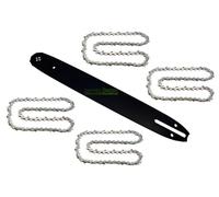 40cm 1,3mm 3/8" 57 TG barra guía de motosierra + 4 x cadenas compatible con Makita DUC 353 DUC353 Z