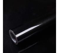40cmX10m Papel Adhesivo para Mueble Negro Brillo Papel Pintado Vinilo Adhesivo Muebles Impermeable Decorativo Armarios Cocina Baño