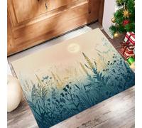 40X60Cm Felpudo Entrada Interior Antideslizante Plantas De Acuarela Brumosa, Silueta Silenciosa De Hiprato Alfombra De Microfibra Suave Lavable Con Base De Tpr Para Cocina Puerta Mascotas, Cian Oscuro