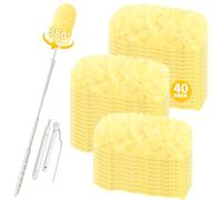 41 piezas compatibles con Swiffer Staubmagnet Recargable, plumero 360° para Swiffer Duster Recarga para pelo de animales, polvo, suciedad, sin perfume (40 toallitas amarillas claras + 1 mango