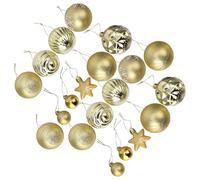 42 Piezas Bolas de Navidad Doradas de Plástico, Adornos Colgantes | Set Coordinado, Acabado Glitter y Mate, Irrompibles, para Guirnalda, Mini Árbol, Repisa y Decoración Festiva