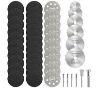 45 PZAS Mini Discos de Corte para Dremel (3mm Mandril) Madera Vidrio Metal | Accesorios de Herramientas Rotativa con Hoja de Sierra Circular HSS, Disco de Corte de Resina, Disco Diamante para Plástico