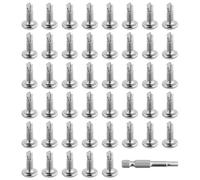 45 tornillos autorroscantes M5,5 x 16 mm, tornillos autorroscantes, tornillos hexagonales de acero inoxidable, cabeza plana con 1 broca hexagonal, para carpintería, bricolaje, muebles