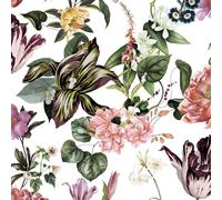 47458 - Flora Floral Rapsodia Rosa Blanca Verde Galerie Papel Tapiz