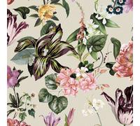 47461 - Flora Floral Rapsodia Beige Rosa Verde Galerie Papel Tapiz