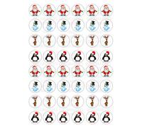48 comestibles Navidad Festivo Santa Claus niños fiesta estilo helado glaseado fondant CupCake Toppers Cake Decoraciones para pasteles