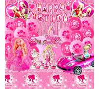 48 PCS Globos Princesa, Decoración Cumpleaños Barb, Cumpleaños Princesa,Mantel Cumpleaños,Tarta, Decoración Cumpleaños para Niños