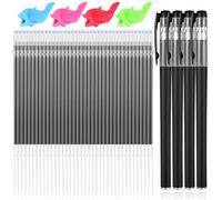 48 recambios de bolígrafo mágico con ranuras para niños, con tinta que desaparece, 4 fundas para bolígrafos y 4 agarres, bolígrafos reutilizables para ejercicios de escritura para cuadernos de