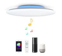 48W Φ50cm Estrellado Plafón Led Lampara Techo Led Compatible Con WIFI Amazon Alexa Google Assinstant y Con Bluetooth Altavoz y Mando Luz Musica Regulable Cambia De Color Para Dormitorio Salon