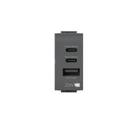 4box - Fuente de alimentación USB CCA de 20 W compatible con Bticino® LivingLight™, para cargar sus dispositivos sin necesidad de fuentes de alimentación. 3 conectores: dos de tipo C y uno de tipo A
