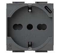 4box - P40 USB 3.0 A para Bticino® LivingLight™ para cargar sus dispositivos sin fuente de alimentación. Equipado con conector tipo C y toma 2P+T. Color Antracita