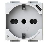 4Box P40 USB 3.0, toma Schuko con USB-C, compatible con Bticino LivingLight, blanca