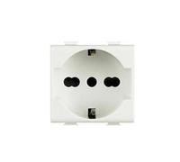 4box - Toma eléctrica tipo P40 2P+T Compatible con Bticino® Matix™. Permite conectar un enchufe Schuko o un enchufe de 10 o 16 A sin adaptadores. Fácil instalación. Color blanco