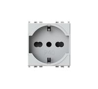 4box - Toma eléctrica tipo P40 2P+T Compatible con Vimar® Arkè™. Permite conectar un enchufe Schuko o un enchufe de 10 o 16 A sin adaptadores. Instalación fácil. Color blanco