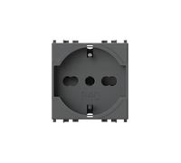 4box - Toma eléctrica tipo P40 2P+T Compatible con Vimar® Arkè™. Permite conectar un enchufe Schuko o un enchufe de 10 o 16 A sin adaptadores. Instalación fácil. Color Gris