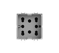 4box Toma Multistandard 1 Schuko o 2 BIPASSO Compatible con Gewiss Chorus, 250 V, Plateado, 4B.G14.H21, 250 voltsV
