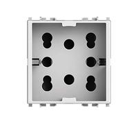 4box Toma Multistandard 1 Schuko o 2 BIPASSO Compatible con Vimar Plana, 250 V, Blanco, 4B.V14.H21, 250 voltsV